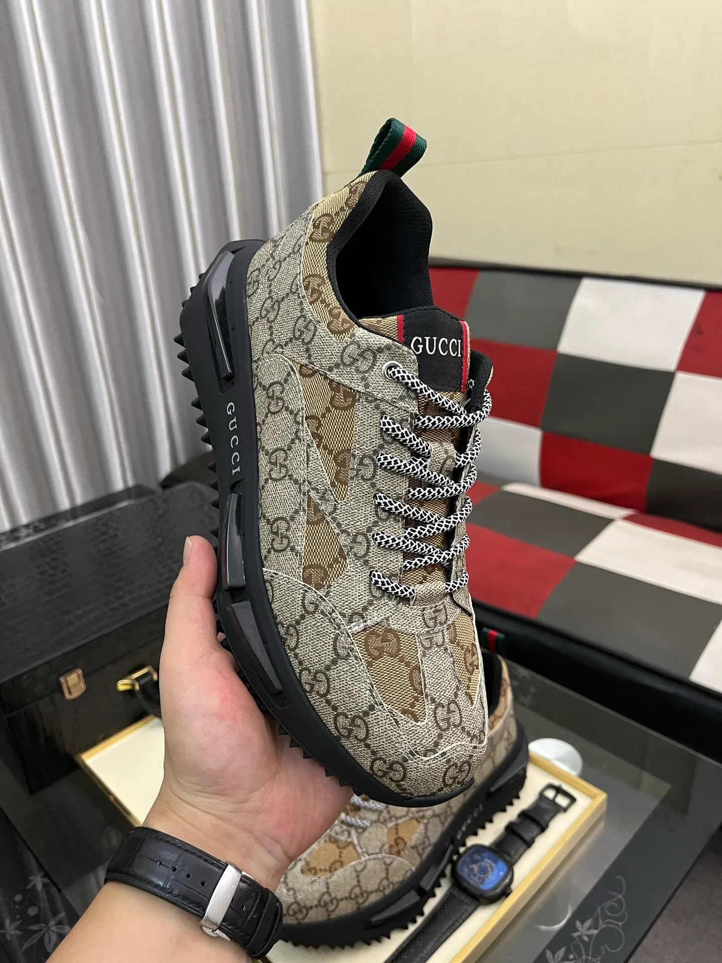 Men's Men's Shoes 💰458⌚️⌚️《GUCCI》The latest hot-selling casual shoes, top brand [seduce] luxury~purchase, top~quality. Products sold at the counter [strong] Original embossed calfskin fabric ➕ Comfortable sheepskin lining, code number: 38-443️⃣colors available